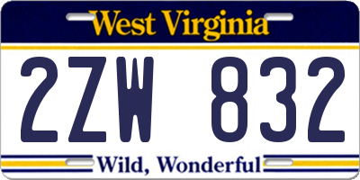 WV license plate 2ZW832