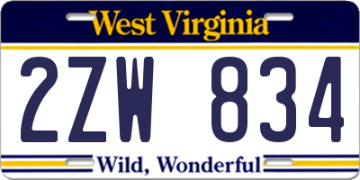WV license plate 2ZW834