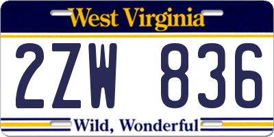 WV license plate 2ZW836
