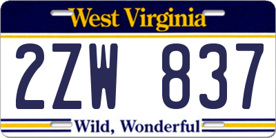 WV license plate 2ZW837