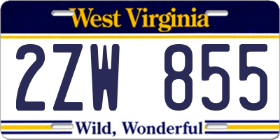 WV license plate 2ZW855