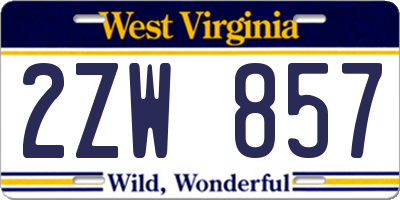 WV license plate 2ZW857