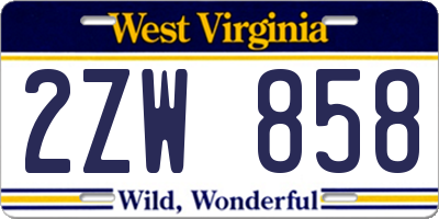 WV license plate 2ZW858