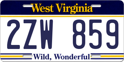 WV license plate 2ZW859