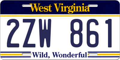 WV license plate 2ZW861