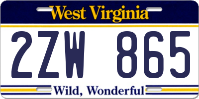 WV license plate 2ZW865