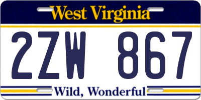 WV license plate 2ZW867