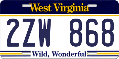 WV license plate 2ZW868