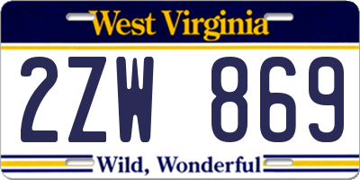 WV license plate 2ZW869