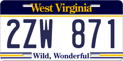 WV license plate 2ZW871
