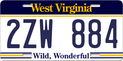 WV license plate 2ZW884