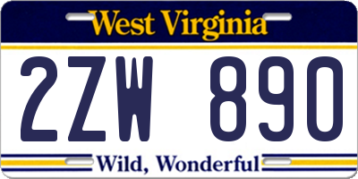 WV license plate 2ZW890
