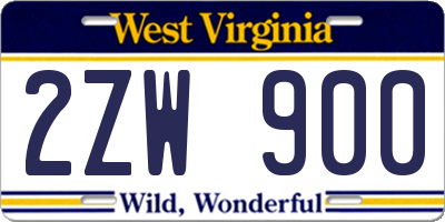 WV license plate 2ZW900
