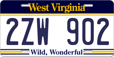 WV license plate 2ZW902