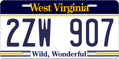 WV license plate 2ZW907