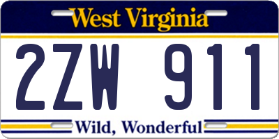 WV license plate 2ZW911