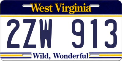 WV license plate 2ZW913