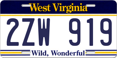 WV license plate 2ZW919