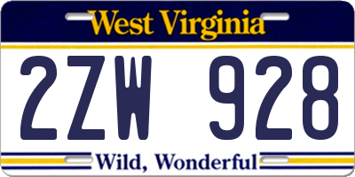 WV license plate 2ZW928