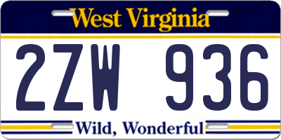 WV license plate 2ZW936
