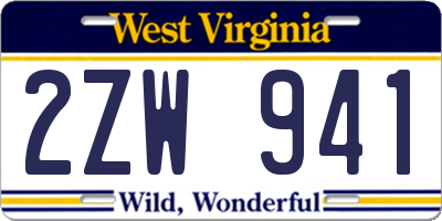 WV license plate 2ZW941