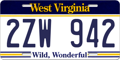 WV license plate 2ZW942