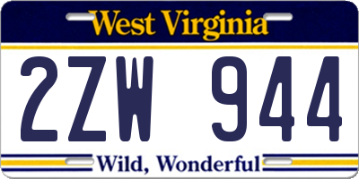 WV license plate 2ZW944