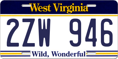 WV license plate 2ZW946