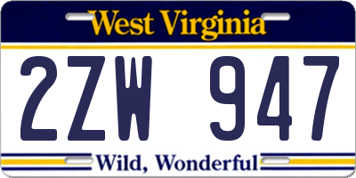 WV license plate 2ZW947