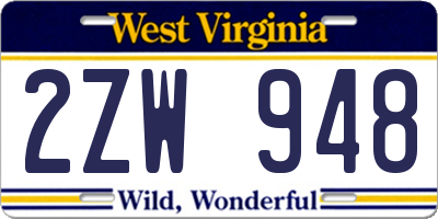 WV license plate 2ZW948