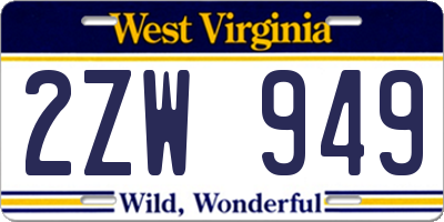 WV license plate 2ZW949