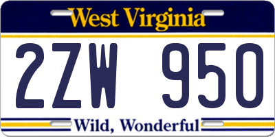 WV license plate 2ZW950
