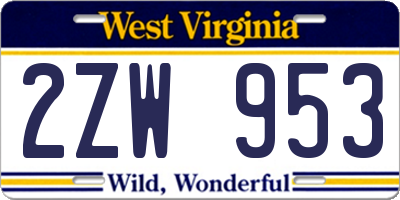 WV license plate 2ZW953