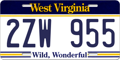 WV license plate 2ZW955