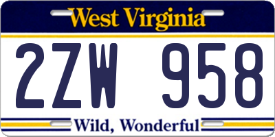 WV license plate 2ZW958