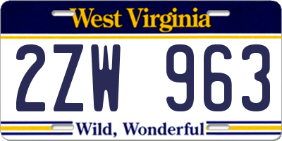 WV license plate 2ZW963