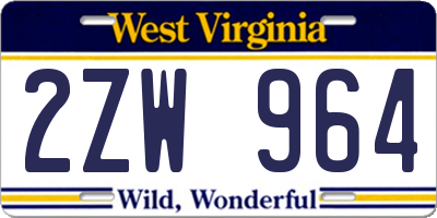 WV license plate 2ZW964