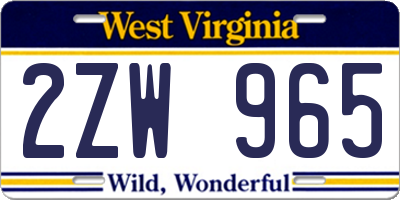 WV license plate 2ZW965
