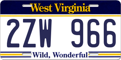 WV license plate 2ZW966