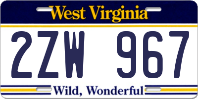 WV license plate 2ZW967