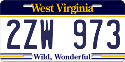 WV license plate 2ZW973