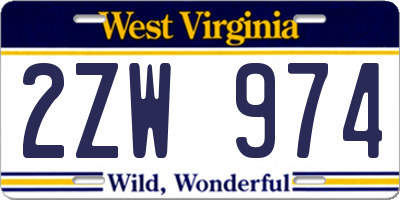 WV license plate 2ZW974
