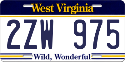WV license plate 2ZW975