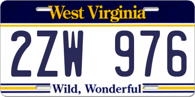 WV license plate 2ZW976