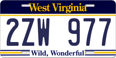 WV license plate 2ZW977