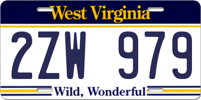 WV license plate 2ZW979