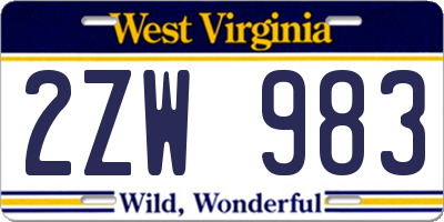 WV license plate 2ZW983