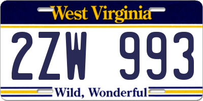 WV license plate 2ZW993