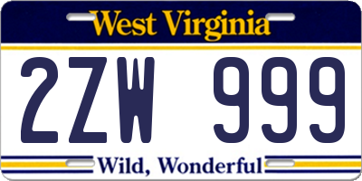 WV license plate 2ZW999