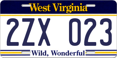 WV license plate 2ZX023